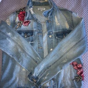Embroidered Light Wash Denim Jacket